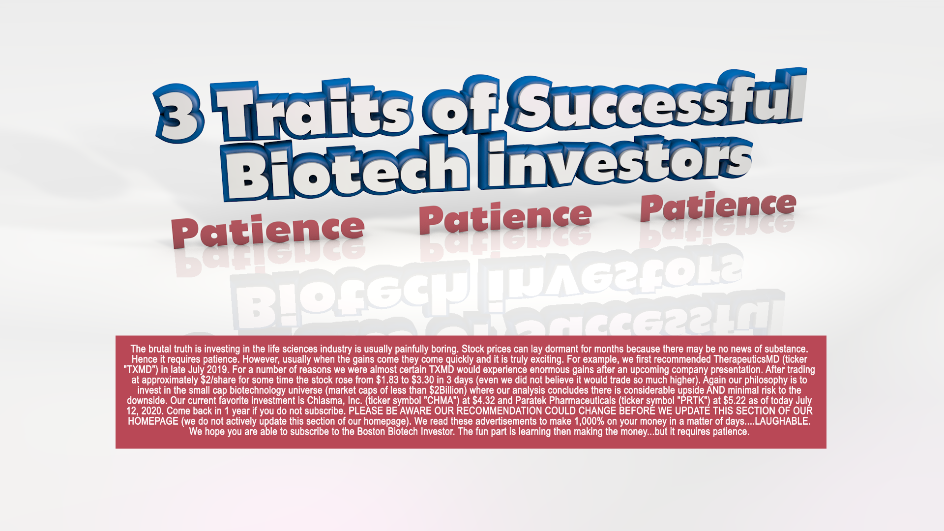 Biotech investing takes patience